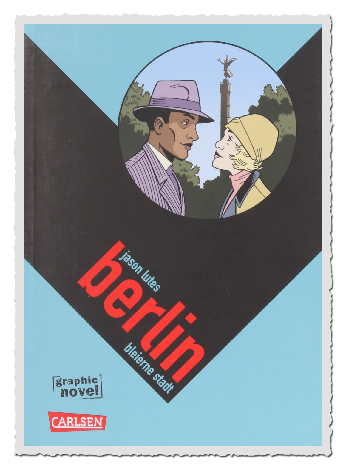 Comic-Cover mit zwei Figuren vor der Berliner Siegessäule, Titel „Berlin – Bleierne Stadt“.